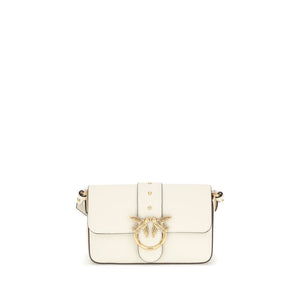 PINKO White Calf Leather Bos Taurus Shoulder Bag