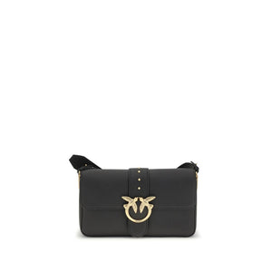 PINKO Black Calf Leather Bos Taurus Shoulder Bag