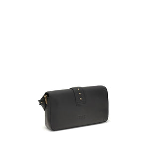 PINKO Black Calf Leather Bos Taurus Shoulder Bag