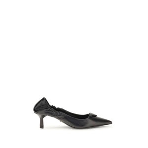 Prada Black Calf Leather Bos Taurus High Heel Pumps