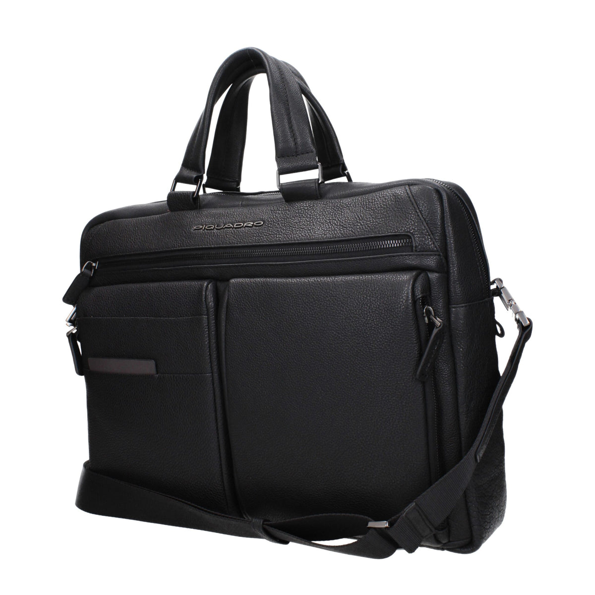Piquadro Black Leather Business And Laptop Bag