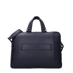 Piquadro Blue Leather Business And Laptop Bag