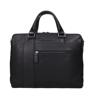 Piquadro Black Leather Business And Laptop Bag