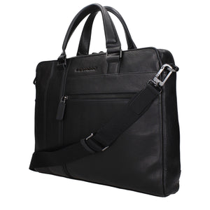 Piquadro Black Leather Business And Laptop Bag