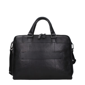Piquadro Black Leather Business And Laptop Bag