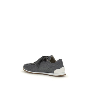Brunello Cucinelli Gray Fleece Wool Athletic Sneakers
