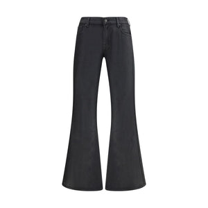 7FOR Black Cotton Flared Jeans