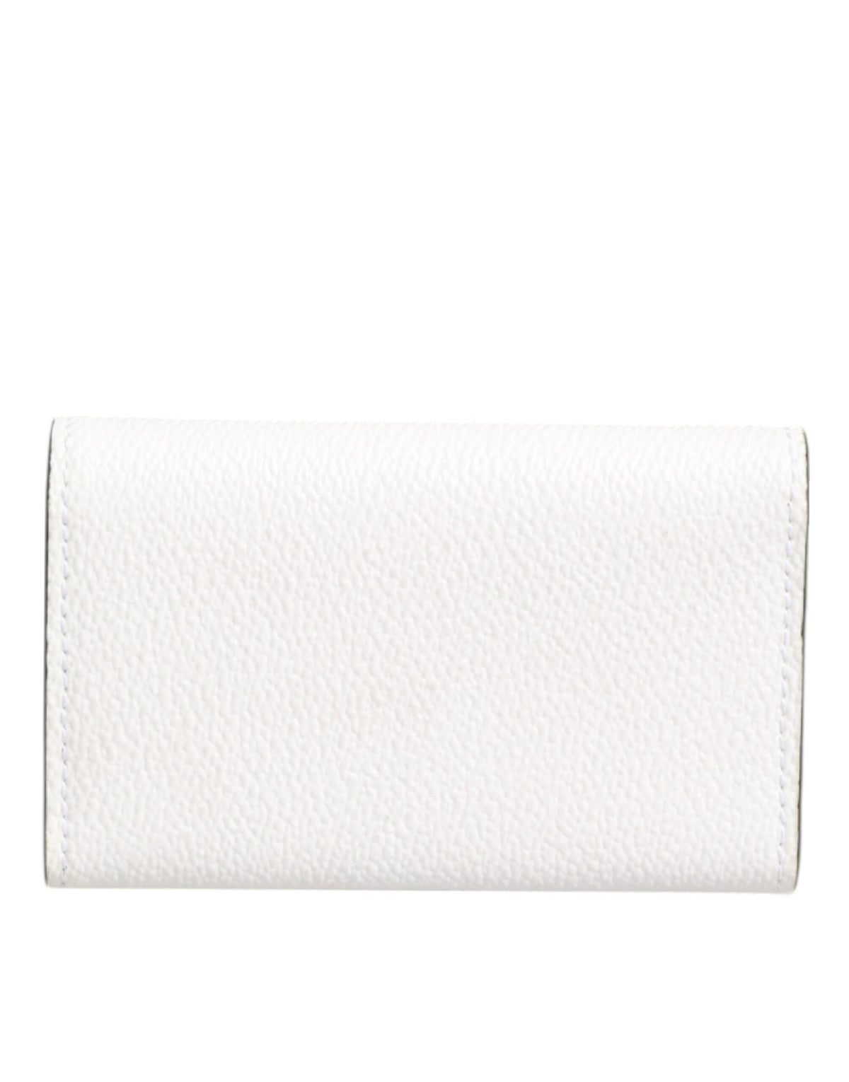 Dolce & Gabbana White Leather Card Case Holder Wallet Gold Logo Plate  Key Holder