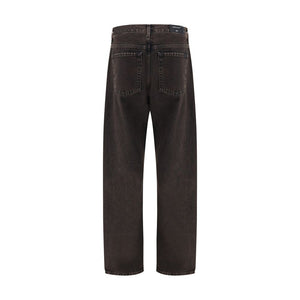 7FOR Black Cotton Straight-Leg Jeans