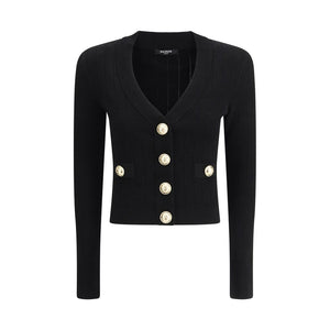 Balmain Black Viscose Cardigan
