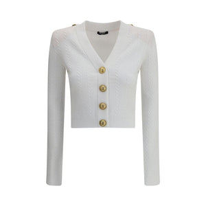 Balmain White Viscose Cardigan