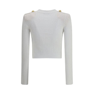 Balmain White Viscose Cardigan