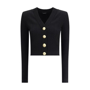Balmain Black Viscose Cardigan
