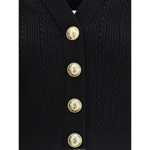 Balmain Black Viscose Cardigan