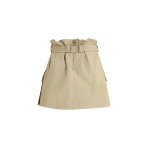 Balmain Beige Cotton Mini Skirt