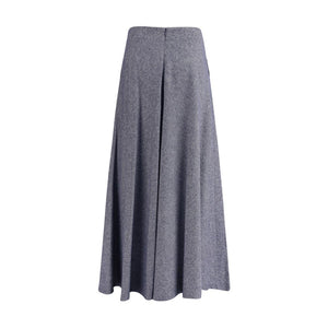 Sara Roka Blue Cotton Midi Skirt