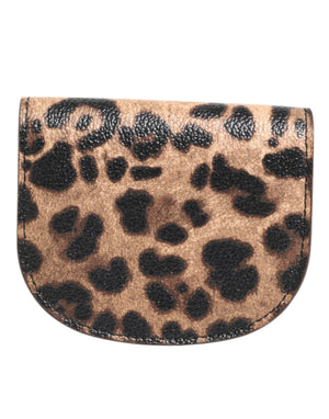 Dolce & Gabbana Brown Leopard Print Calf Leather Small Coin Purse Wallet