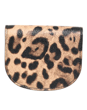 Dolce & Gabbana Brown Leopard Print Calf Leather Small Coin Purse Wallet