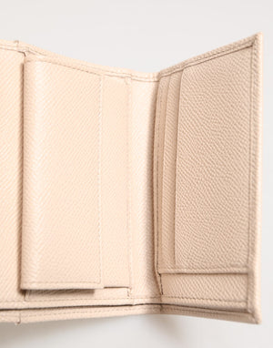 Dolce & Gabbana Light Pink Calf Leather DG Logo French Flap Wallet