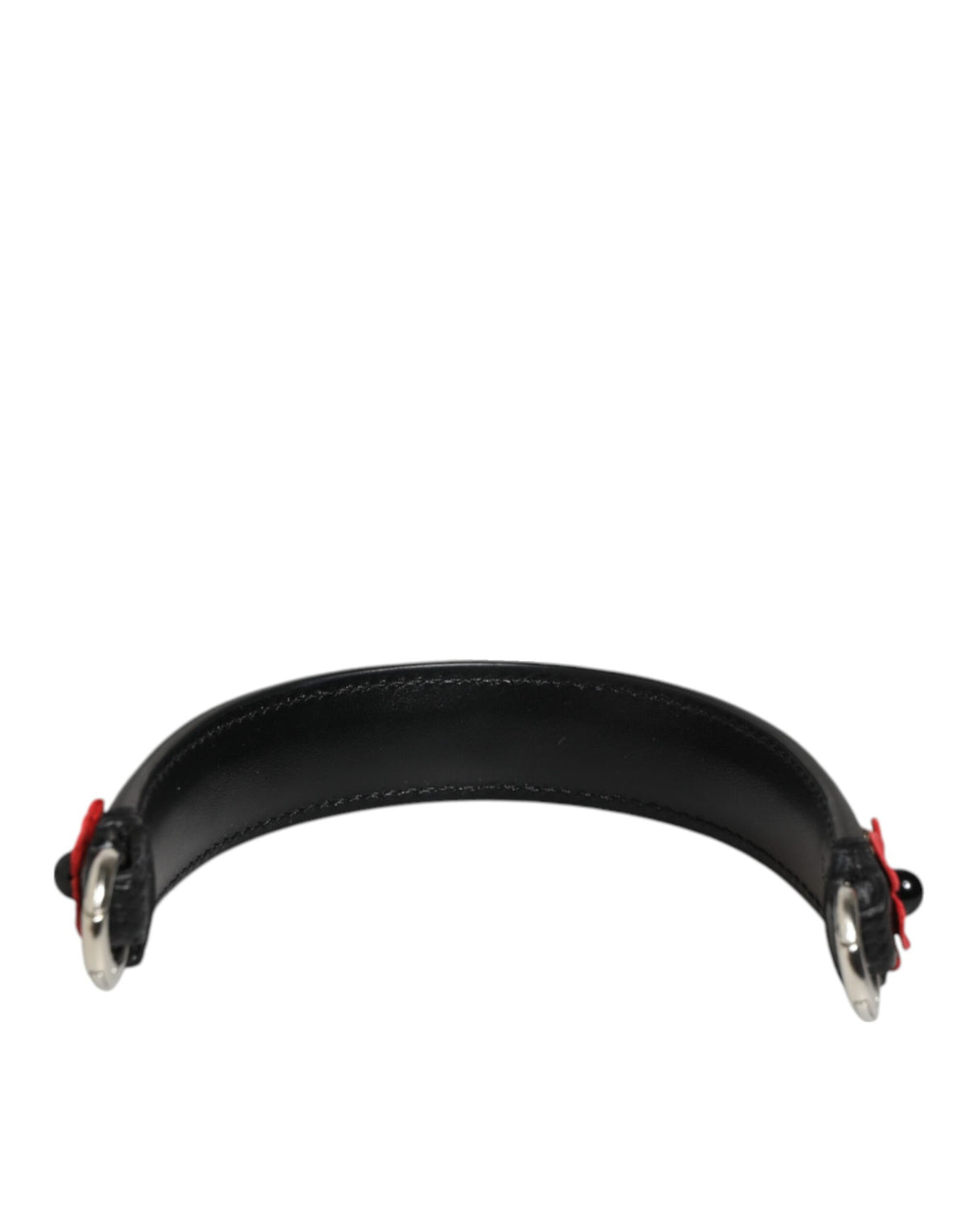 Dolce & Gabbana Black Embellished Leather Bag Handle Women Shoulder Strap