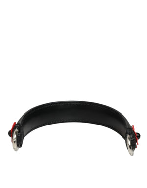 Dolce & Gabbana Black Embellished Leather Bag Handle Women Shoulder Strap