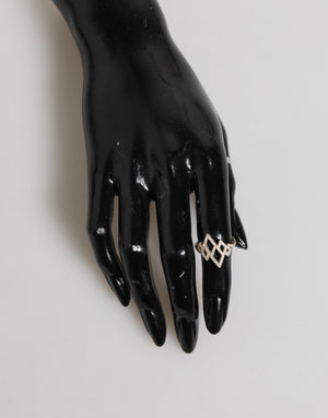 Nialaya Geometric Diamond Shape Pave CZ Crystal Jewelry Ring