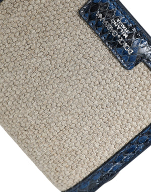 Dolce & Gabbana Beige Raffia Blue Leather Trim Mini Shoulder Purse Crossbody Bag