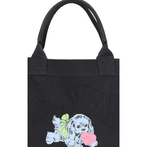 Ganni Black Recycled Cotton Shoulder Bag