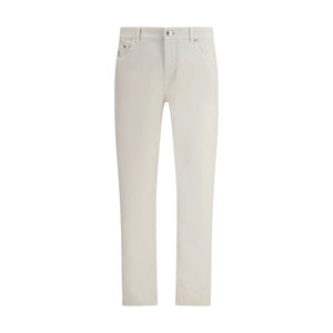 Brunello Cucinelli White Cotton Slim Fit Jeans