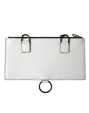 Dolce & Gabbana White Calfskin Leather Large Crossbody Card Holder Wallet