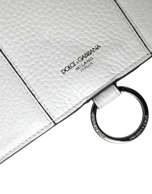 Dolce & Gabbana White Calfskin Leather Large Crossbody Card Holder Wallet