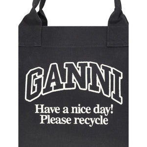 Ganni Black Cotton Shoulder Bag
