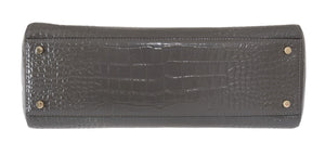 Kate Spade Grey Croc Embossed Leather Elissa Bristol Drive Tote Handbag Bag