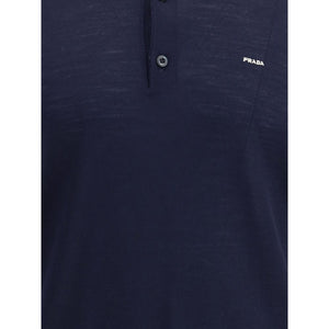 Prada Blue Fleece Wool Polo Shirt