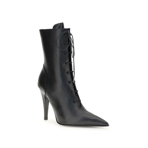 Alexander McQueen Black Calf Leather Bos Taurus Lace-Up Boots