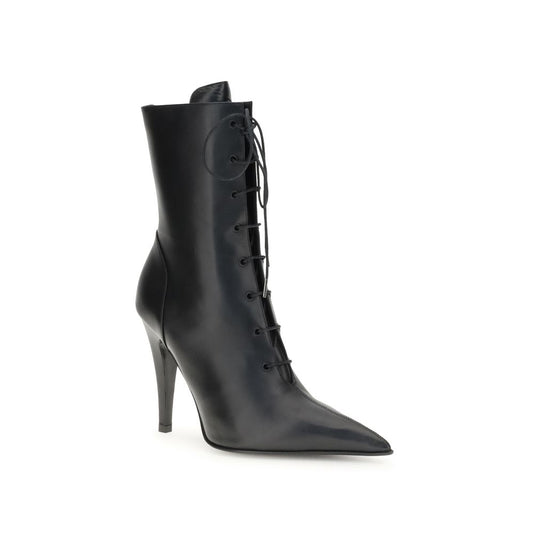 Alexander McQueen Black Calf Leather Bos Taurus Lace-Up Boots