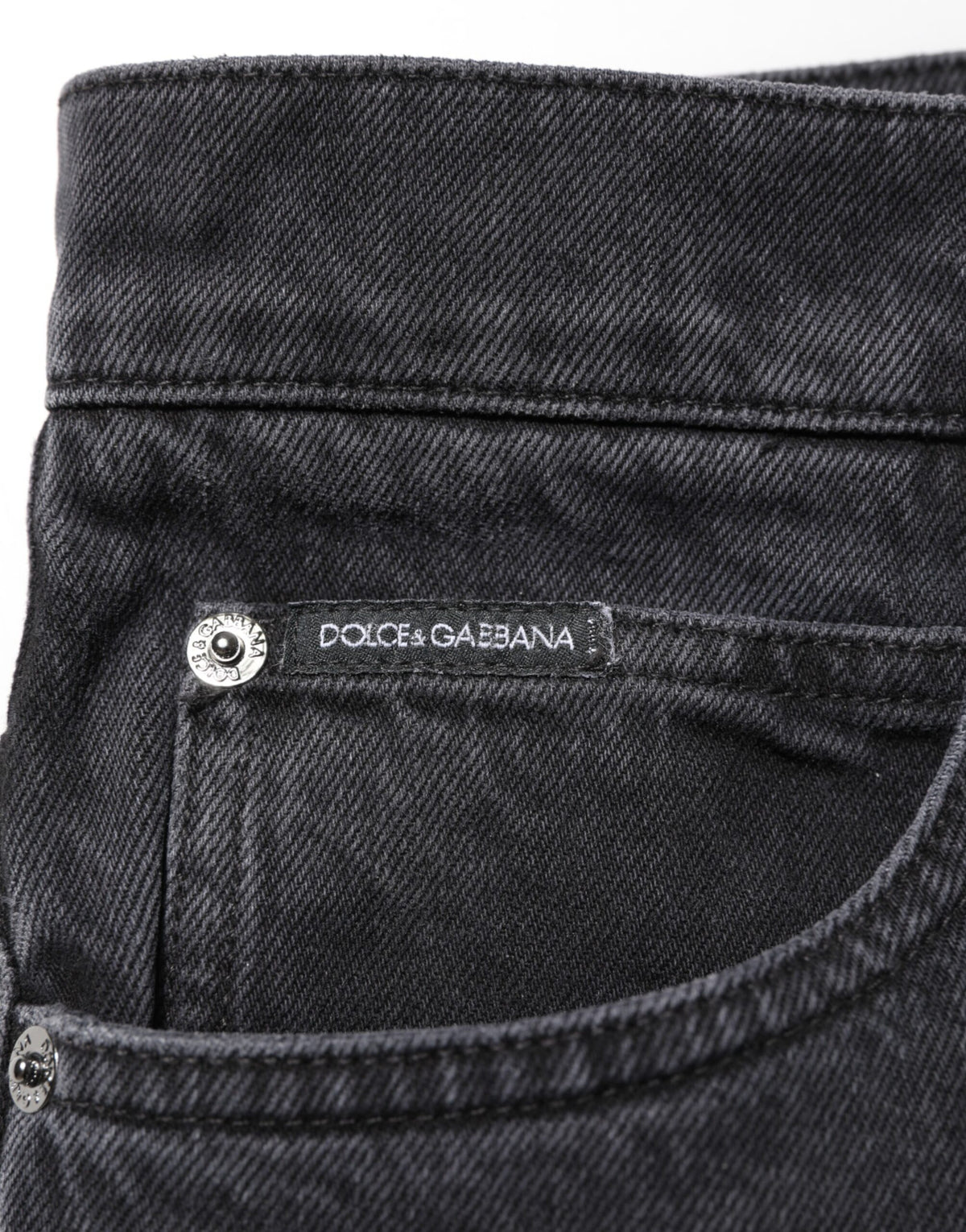 Dolce & Gabbana Black Denim Wide Leg Relaxed Fit Pants Jeans