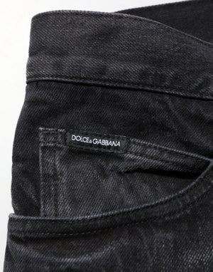 Dolce & Gabbana Black Washed Cotton Skinny Men Denim Jeans