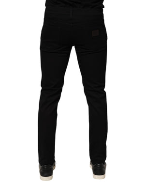 Dolce & Gabbana Black Cotton Blend Skinny Men Trouser Pants