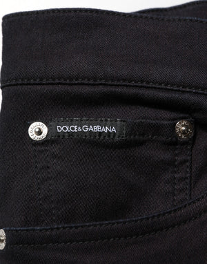 Dolce & Gabbana Black Cotton Blend Skinny Men Trouser Pants
