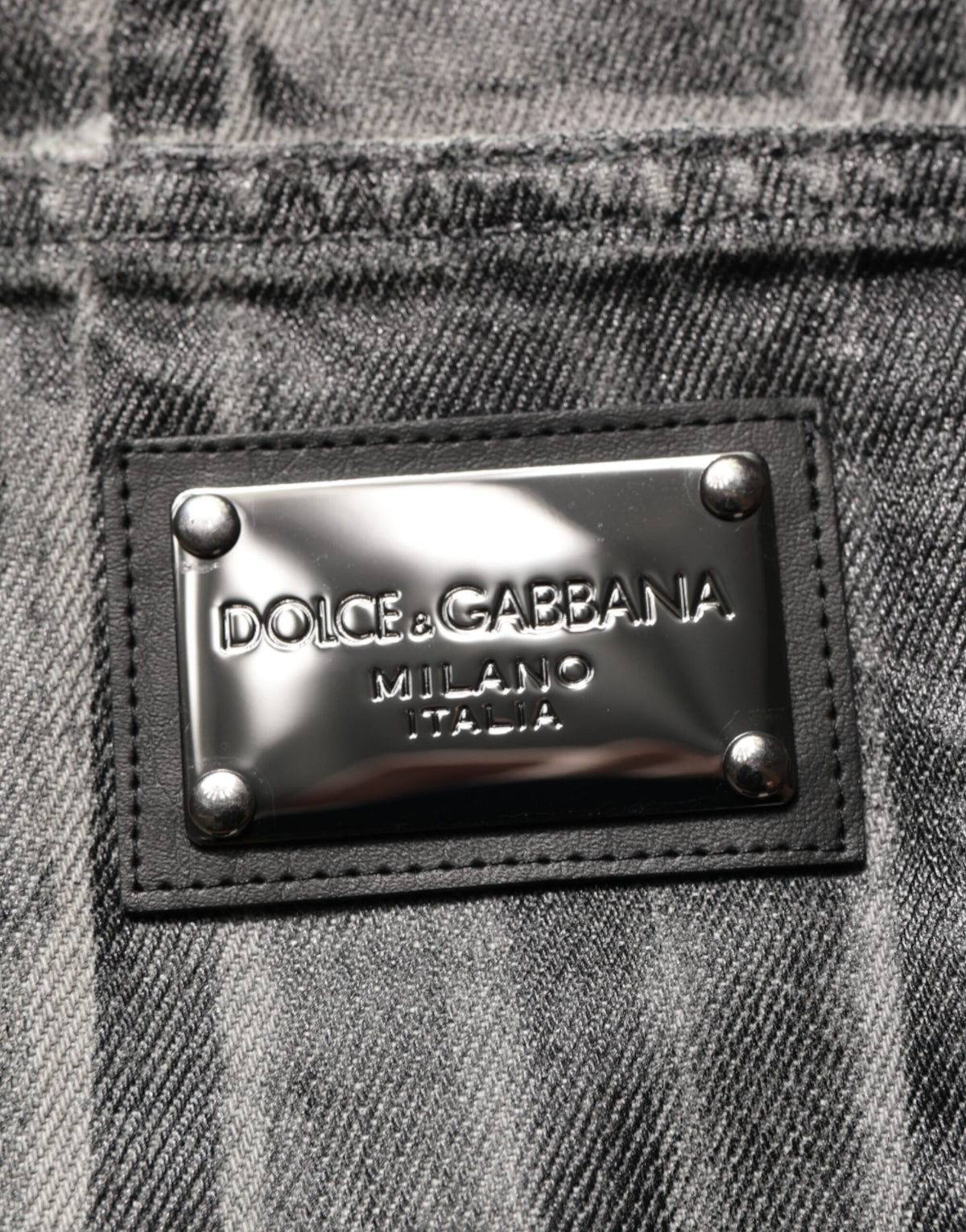 Dolce & Gabbana Black Grey Graphic Print Denim Pants Jeans