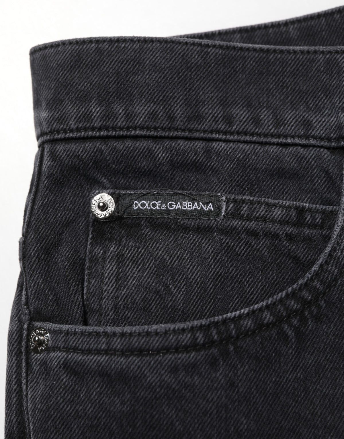 Dolce & Gabbana Black Cotton Logo Men Mid Waist Denim Jeans