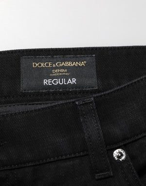 Dolce & Gabbana Black Cotton Regular Denim Men Trouser Jeans