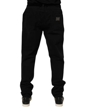 Dolce & Gabbana Black Cotton Regular Denim Men Trouser Jeans