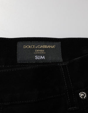 Dolce & Gabbana Black Cotton Slim Fit Denim Trouser Jeans