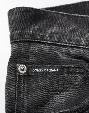 Dolce & Gabbana Black Marbled Effect Straight Men Denim Jeans