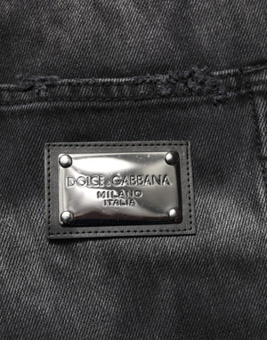 Dolce & Gabbana Black Marbled Effect Straight Men Denim Jeans
