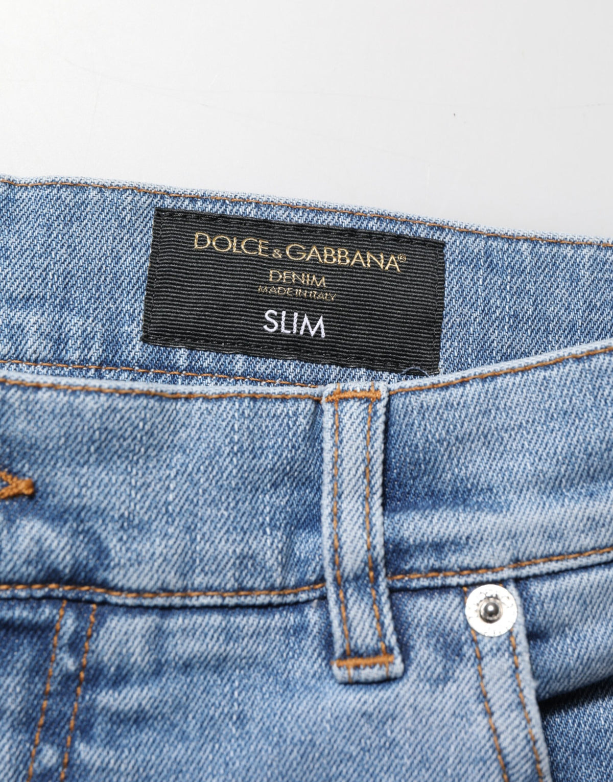 Dolce & Gabbana Blue Tattered Slim Fit Cotton Denim Jeans