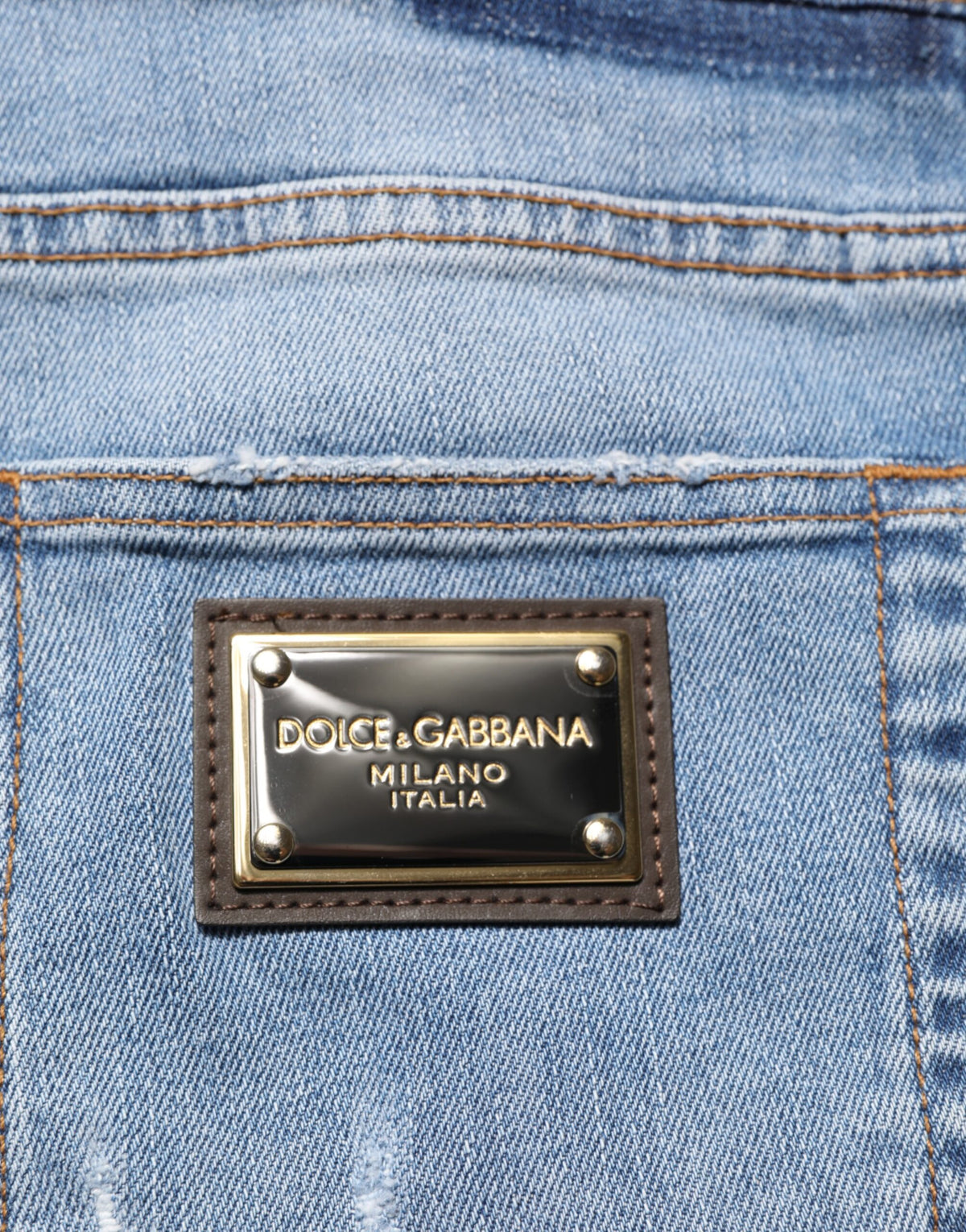Dolce & Gabbana Blue Tattered Slim Fit Cotton Denim Jeans
