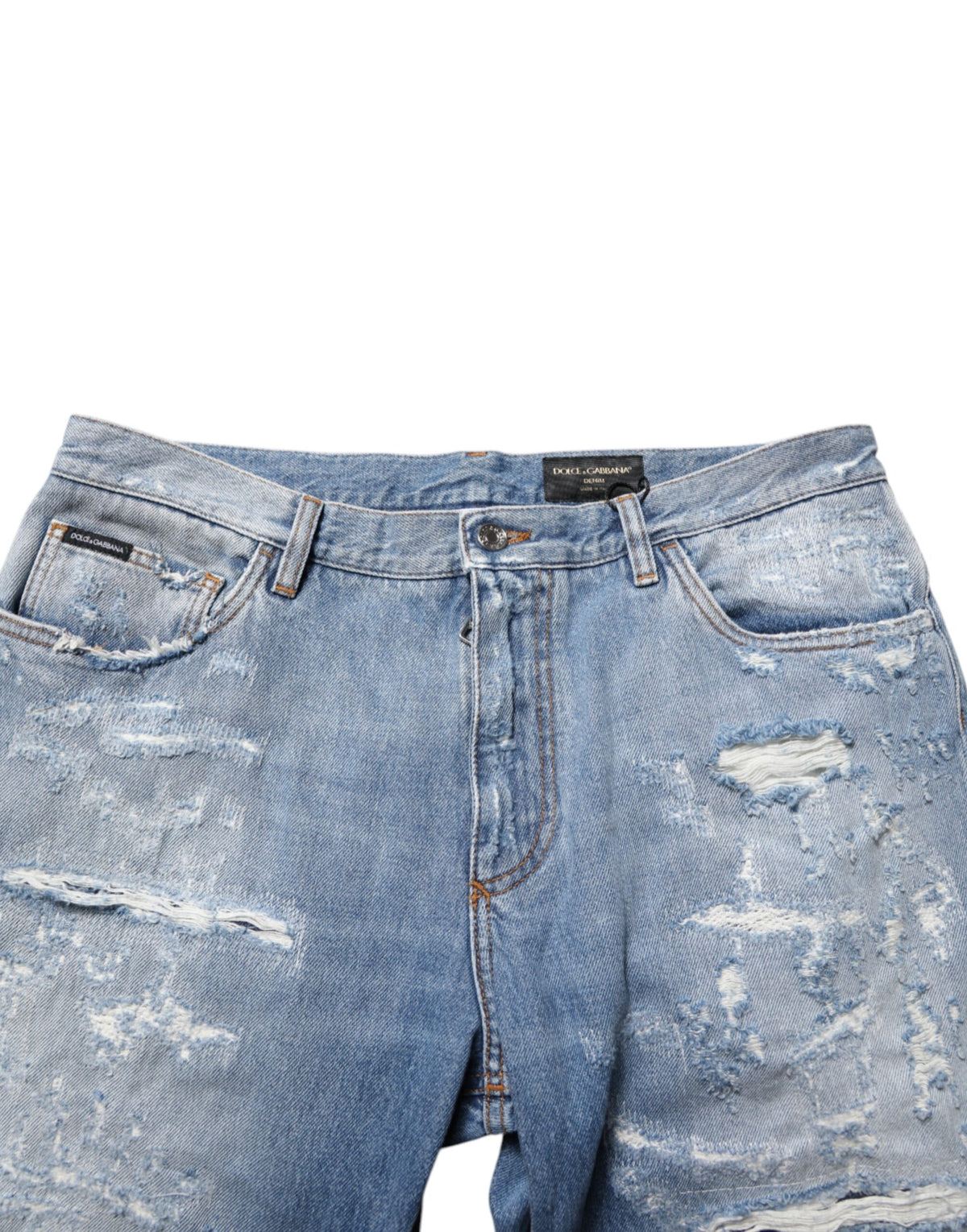 Dolce & Gabbana Blue Distressed Ripped Denim Trouser Jeans